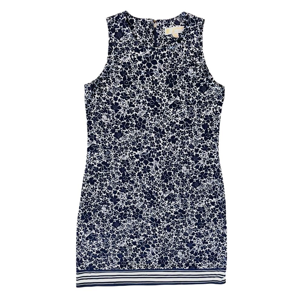 Michael Kors Dress Women's Sz S Floral Navy White Sleeveless Office Career Silky